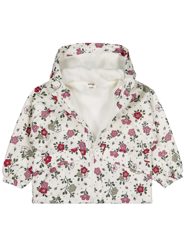 Civil Baby Çiçek Baskılı İçi Polarlı 6-18 Ay Yağmurluk - Ekru