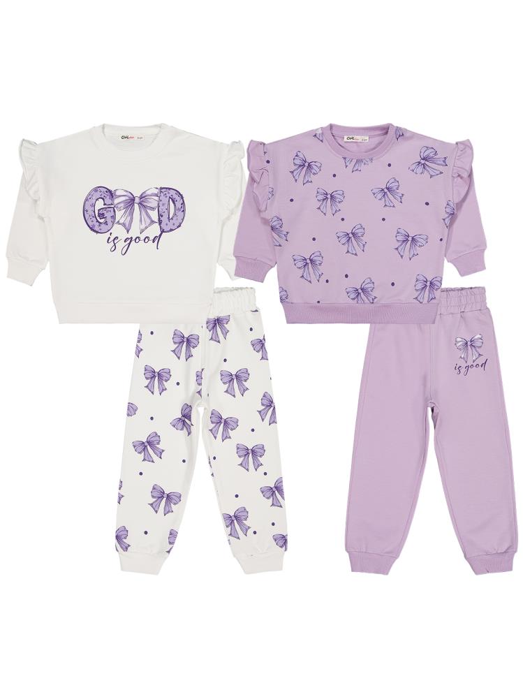 Civil Girls Fiyonk Baskılı 2'li Set 2-5 Yaş Takım