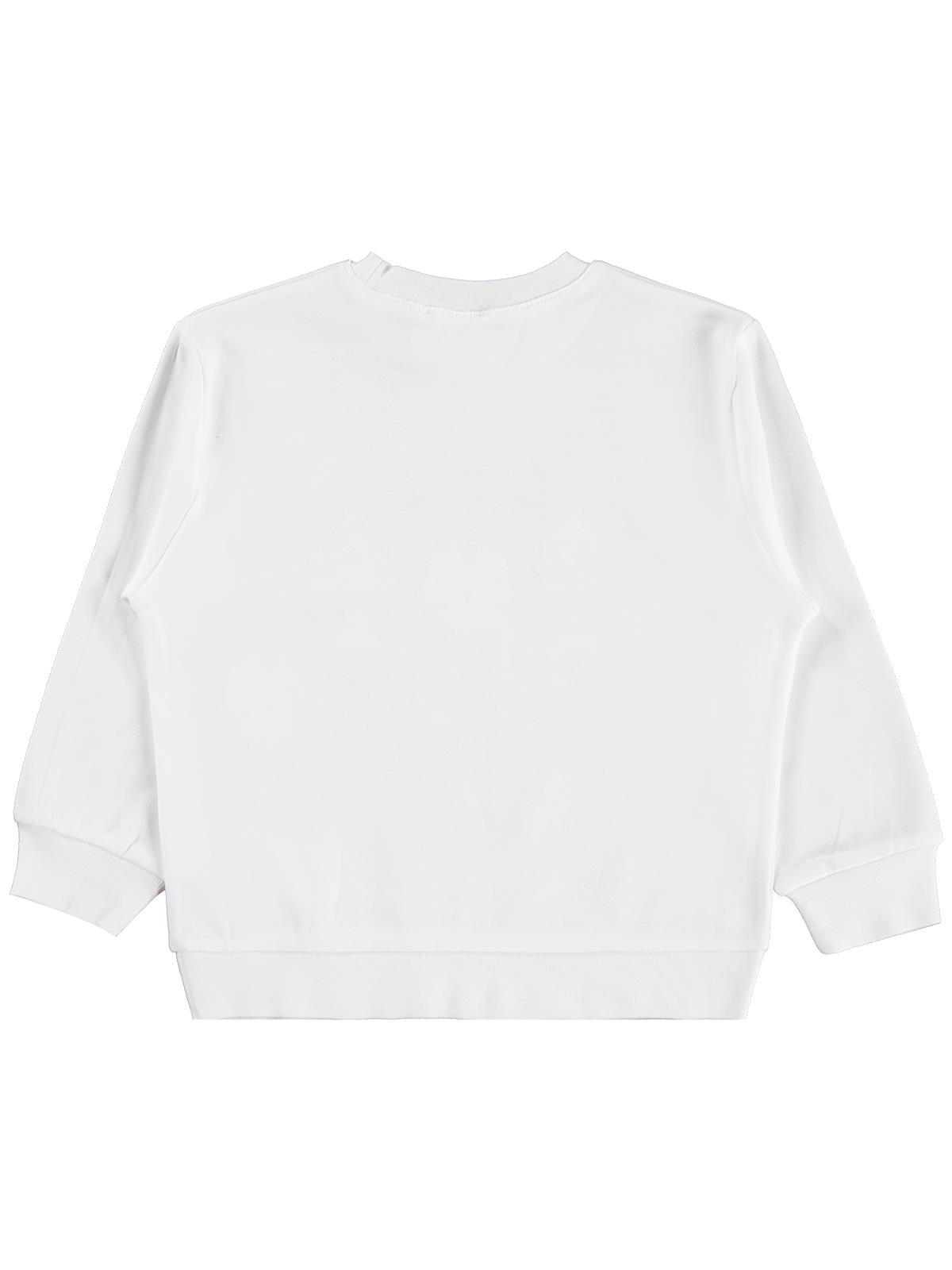 Civil Kız Çocuk Kediler Baskılı Sweatshirt | İnterlok Uzun Kol | Okul Kreş ve Günlük Kullanım - Ekru