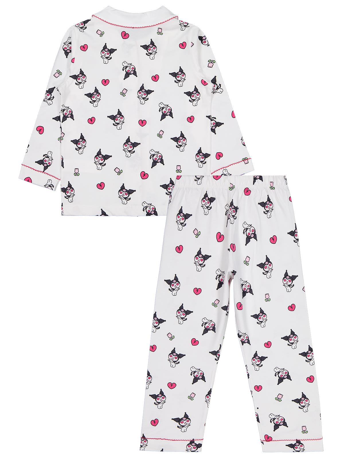 Kuromi Pijama Takımı | Süprem-Süprem Uzun Kol Gömlek Yaka - Polo | Okul Kreş ve Günlük Kullanım - Ekru