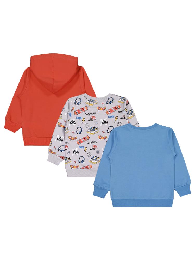Civil Skaterboard Baskılı 3'lü Set 2-5 Yaş Sweatshirt