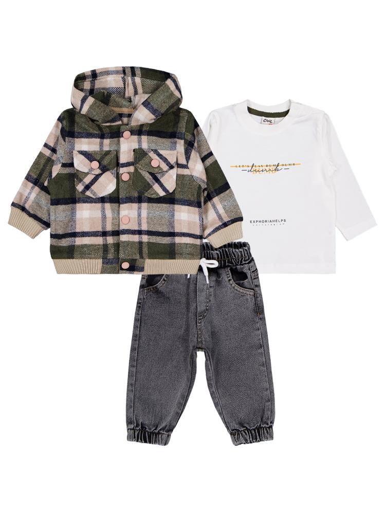 Civil Baby Kapüşonlu  6-18 Ay Takım - Haki