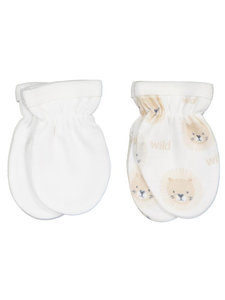 Civil Baby Aslan Baskılı 2 Li Bebe Eldiven - Ekru