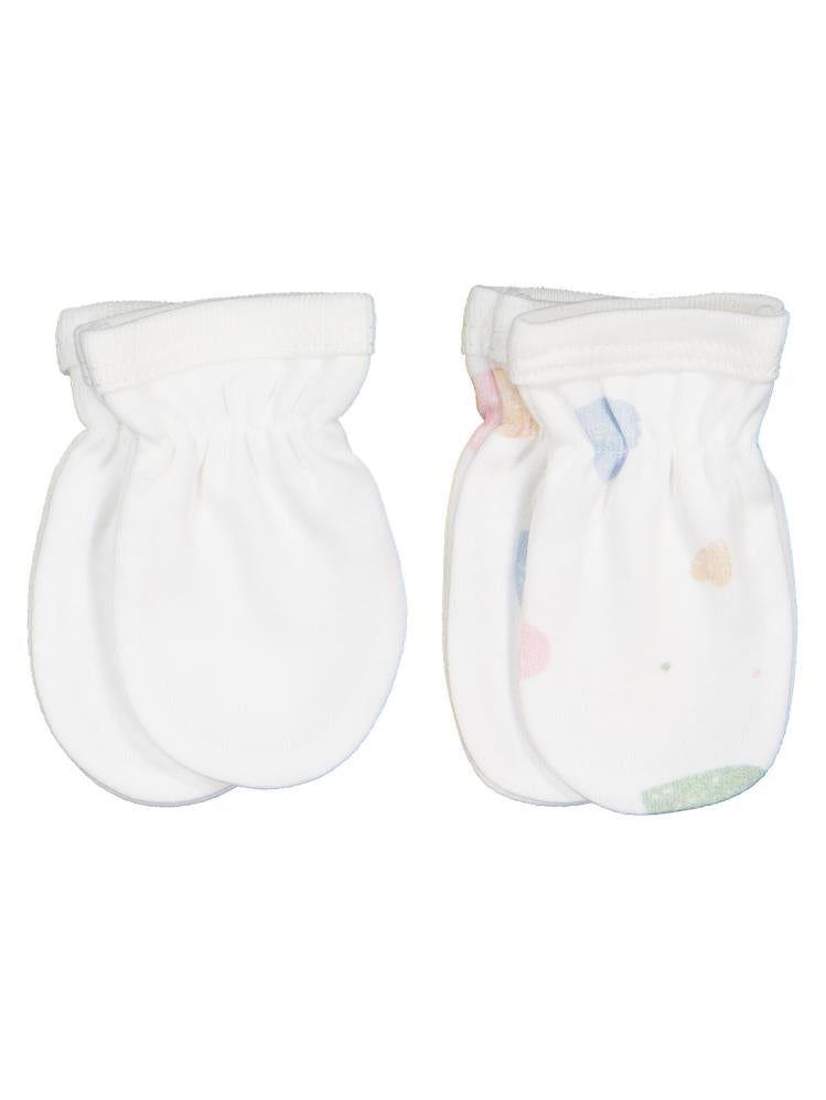 Civil Baby Kalp Baskılı 2 Li Bebe Eldiven - Ekru