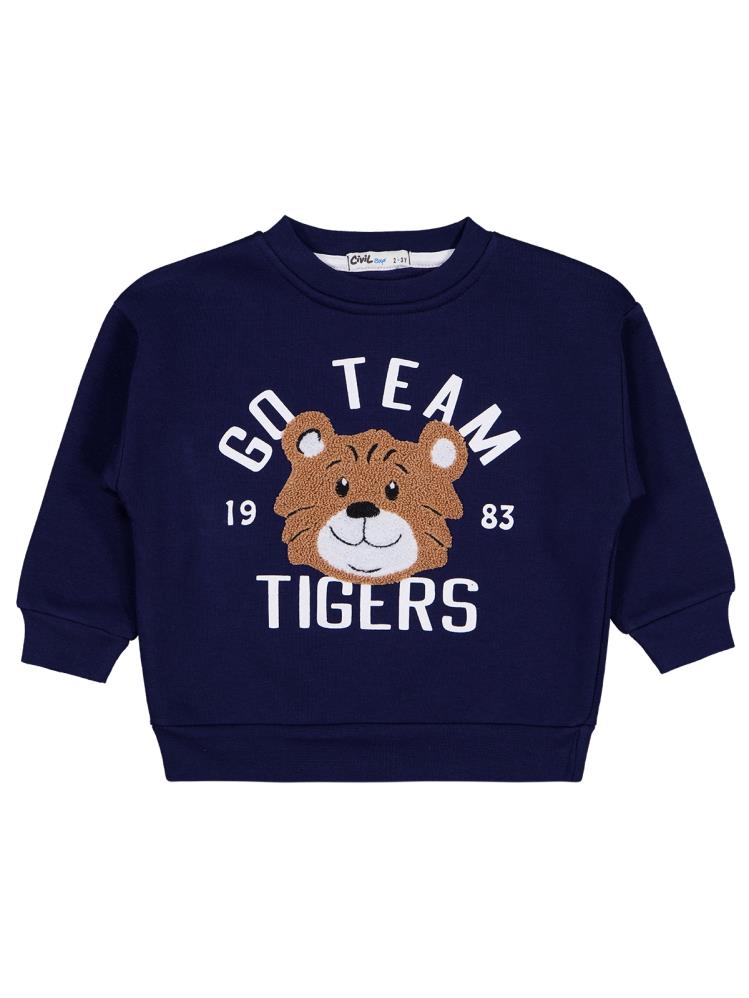 Civil Boys Go Team Tıger Baskılı 2-5 Yaş Sweatshirt - Lacivert
