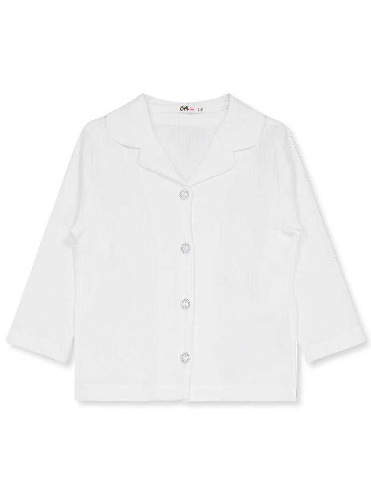 Civil Girls Düz 2-5 Yaş Pijama Takımı - Ekru