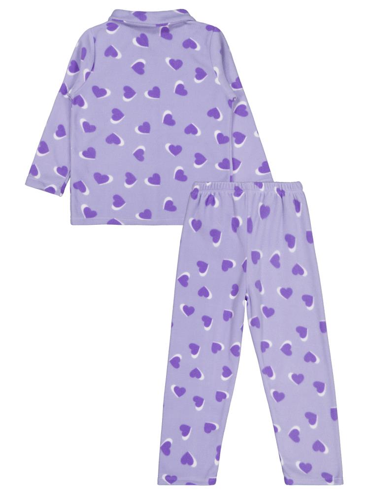 Civil Girls Kalp Desenli 6-9 Yaş Pijama Takımı - Lila