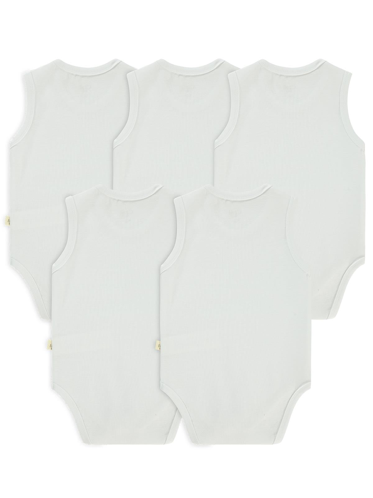 Civil Baby Organik 5 li Sıfır Kol 1-3 yaş Çıtçıtlı Badi - Ekru