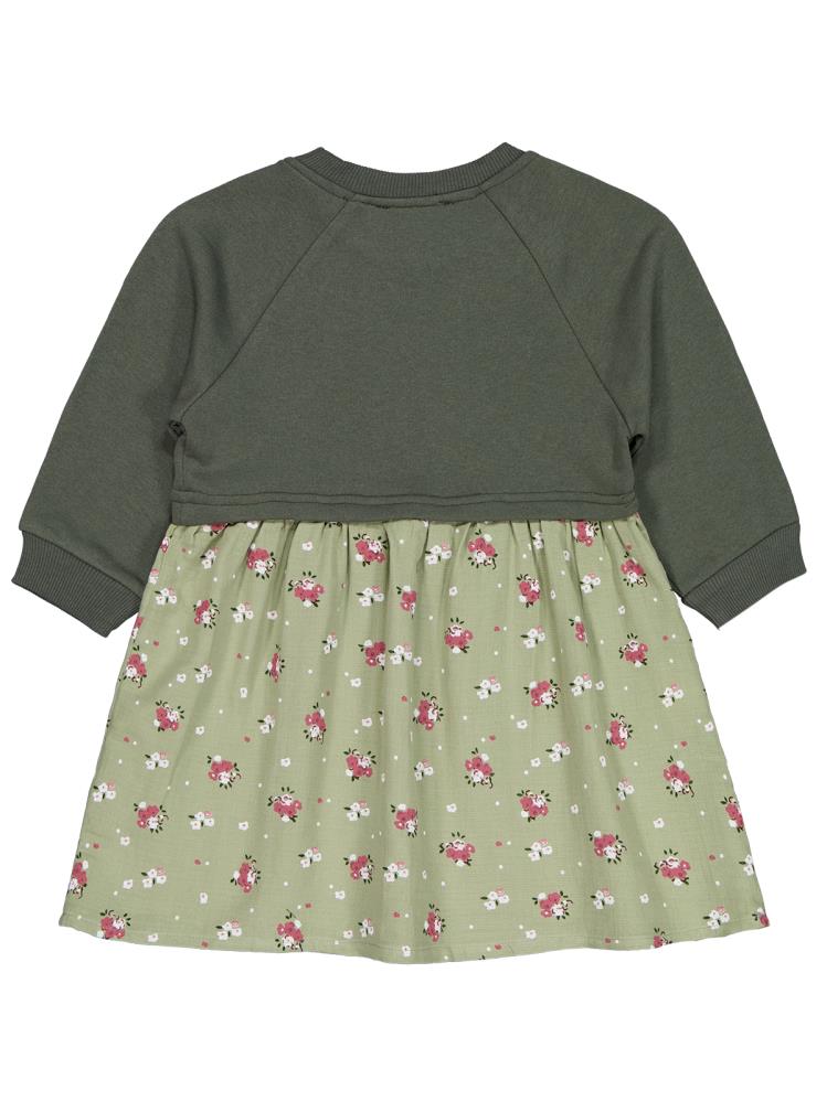 Civil Girls Çiçek Desenli 2-5 Yaş Elbise - Haki
