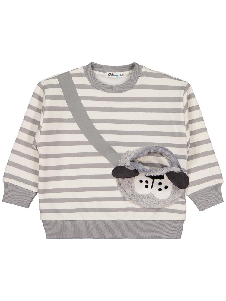 Civil Boys Köpek Çantalı 2-5 Yaş Sweatshirt - Gri