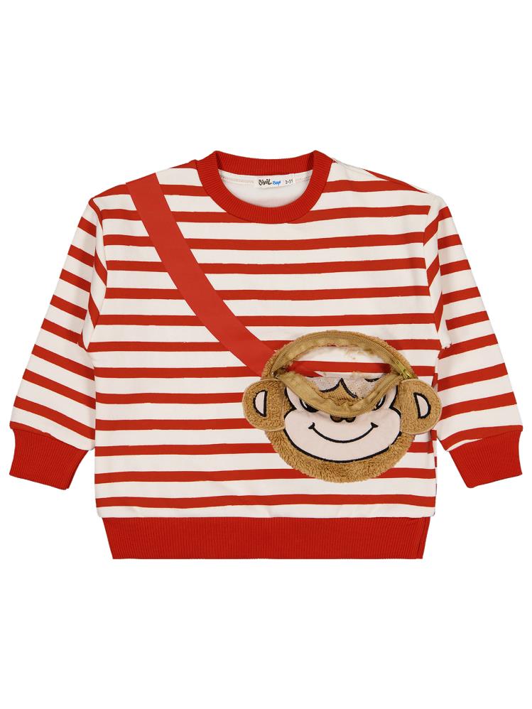 Civil Boys Maymun Çantalı 2-5 Yaş Sweatshirt - Turuncu