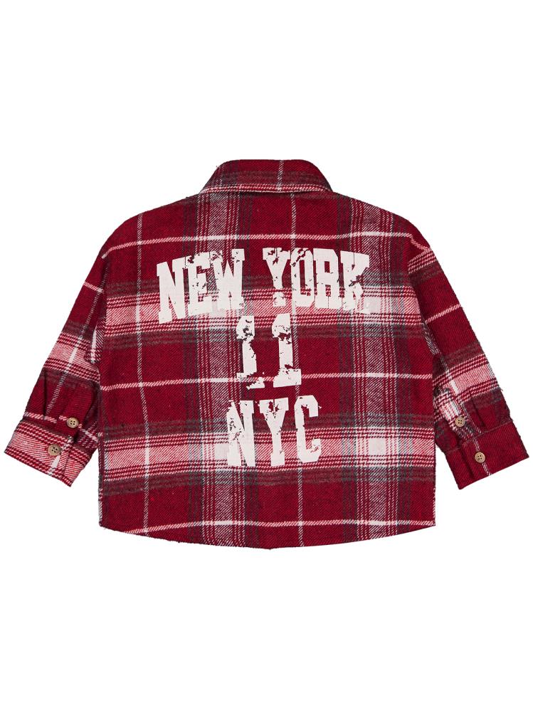 Civil Boys New York Baskılı 2-5 Yaş Gömlek - Kırmızı