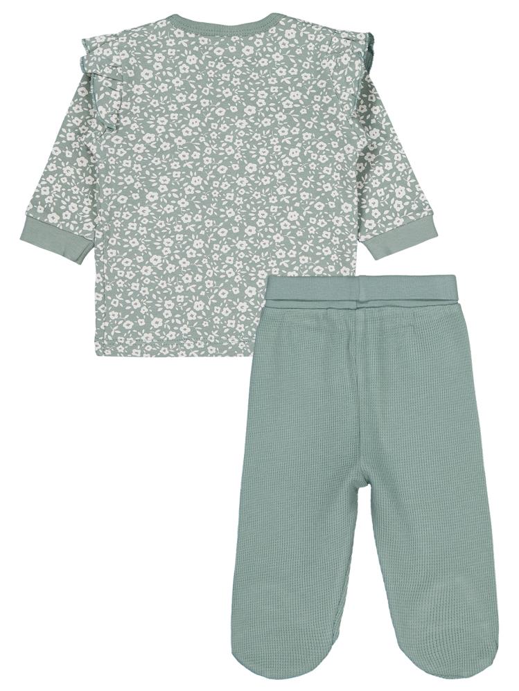 Civil Baby Çiçek Empirme 1-9 Ay Pijama Takımı - Yeşil
