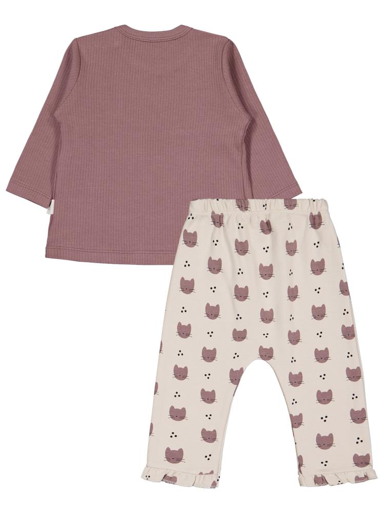 Civil Baby Kedi Baskılı 6-18 Ay Takım - Kahve