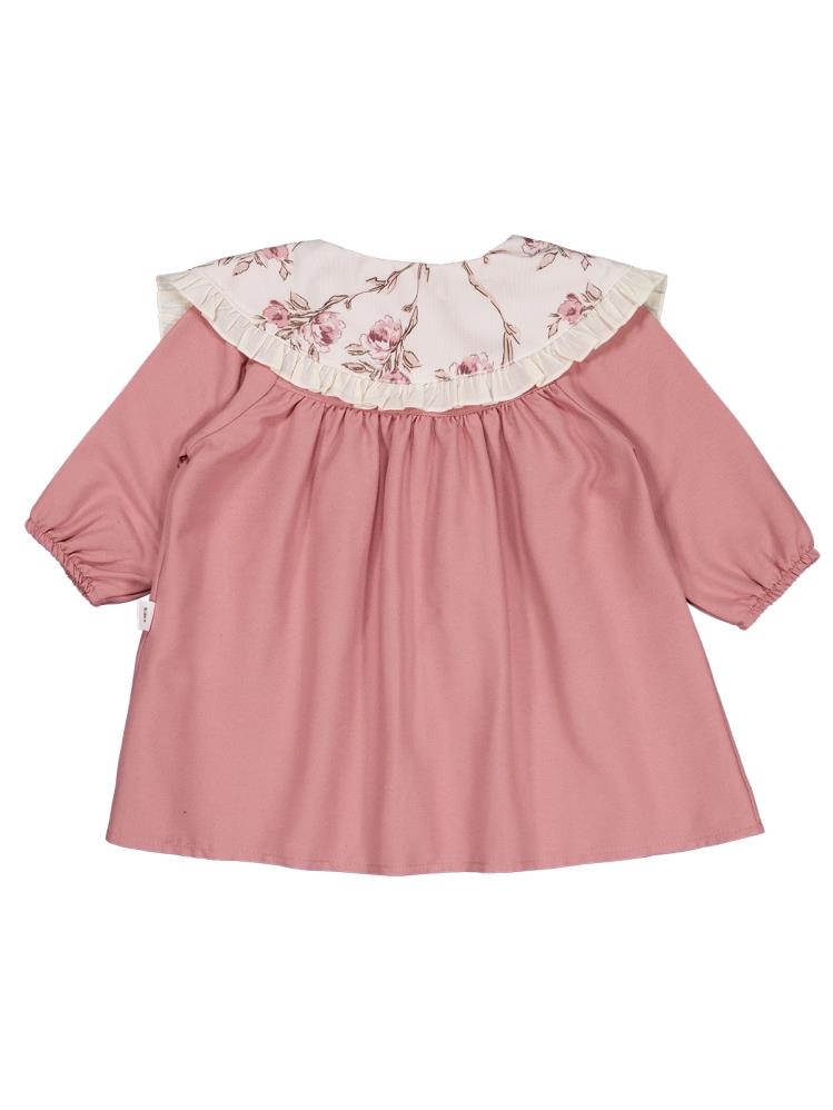 Civil Baby Çiçek Baskı Yakalı 6-18 Ay Elbise - Pudra