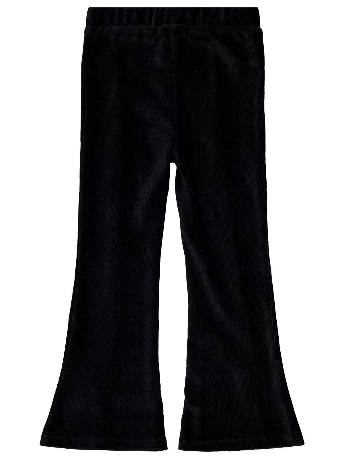 Civil Kız Çocuk Yırtmaçlı Tayt | Kadife | Okul Kreş ve Günlük Kullanım - Siyah