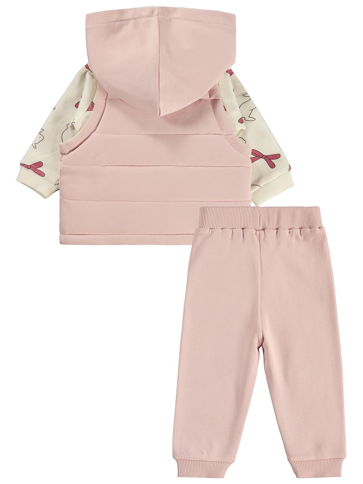 Civil Baby Tavşan Baskılı 3'lü 6-18 Ay Takım - Pembe