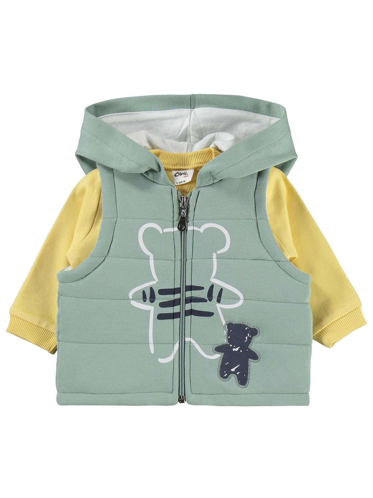 Civil Baby Ayıcık Baskılı 3'lü 6-18 Ay Takım - Yeşil