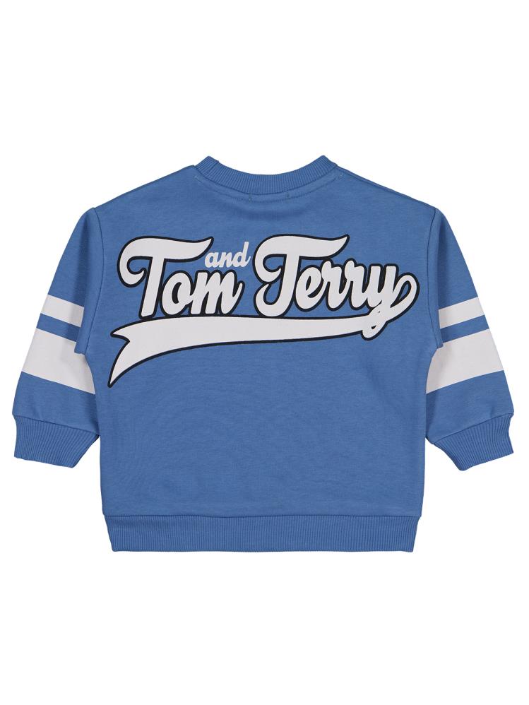 Tom and Jerry Kolu Çizgili Baskılı 2-5 Yaş Sweatshirt - Mavi