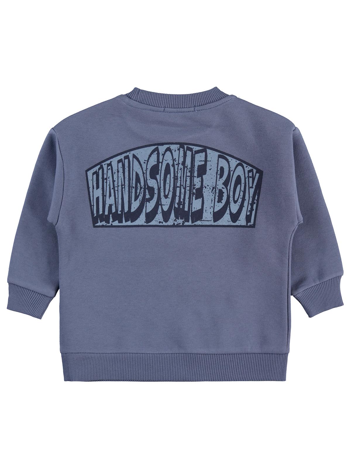 Civil Erkek Çocuk Hnadsome Baskılı Sweatshirt | 3 İp Uzun Kol | Okul Kreş ve Günlük Kullanım - Mavi