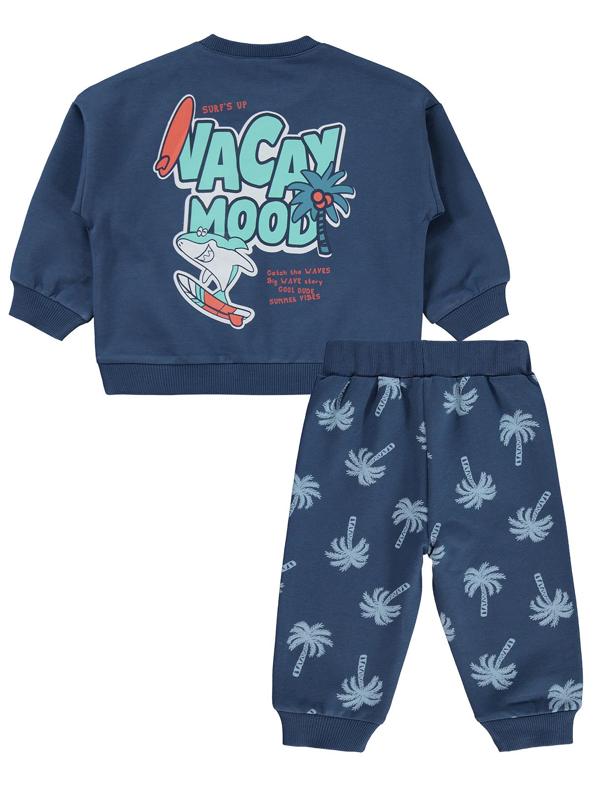 Civil Baby Palmiye Baskılı 6-18 Ay Takım - Mavi