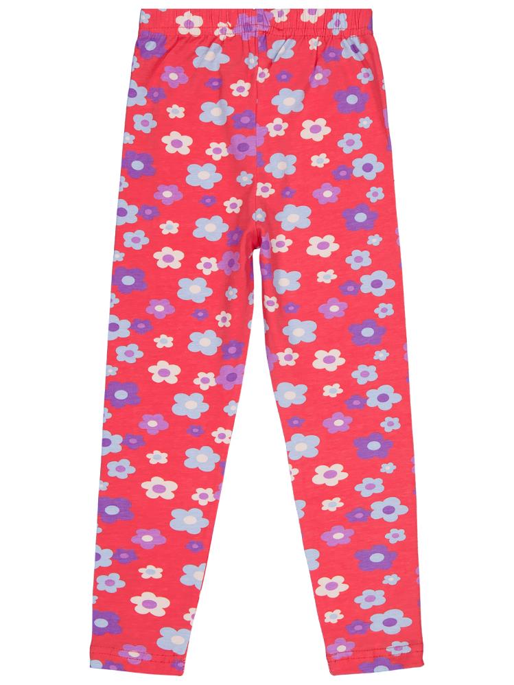 Civil Girls Büyük Çiçek Baskılı 6-9 Yaş Tayt - Fusya