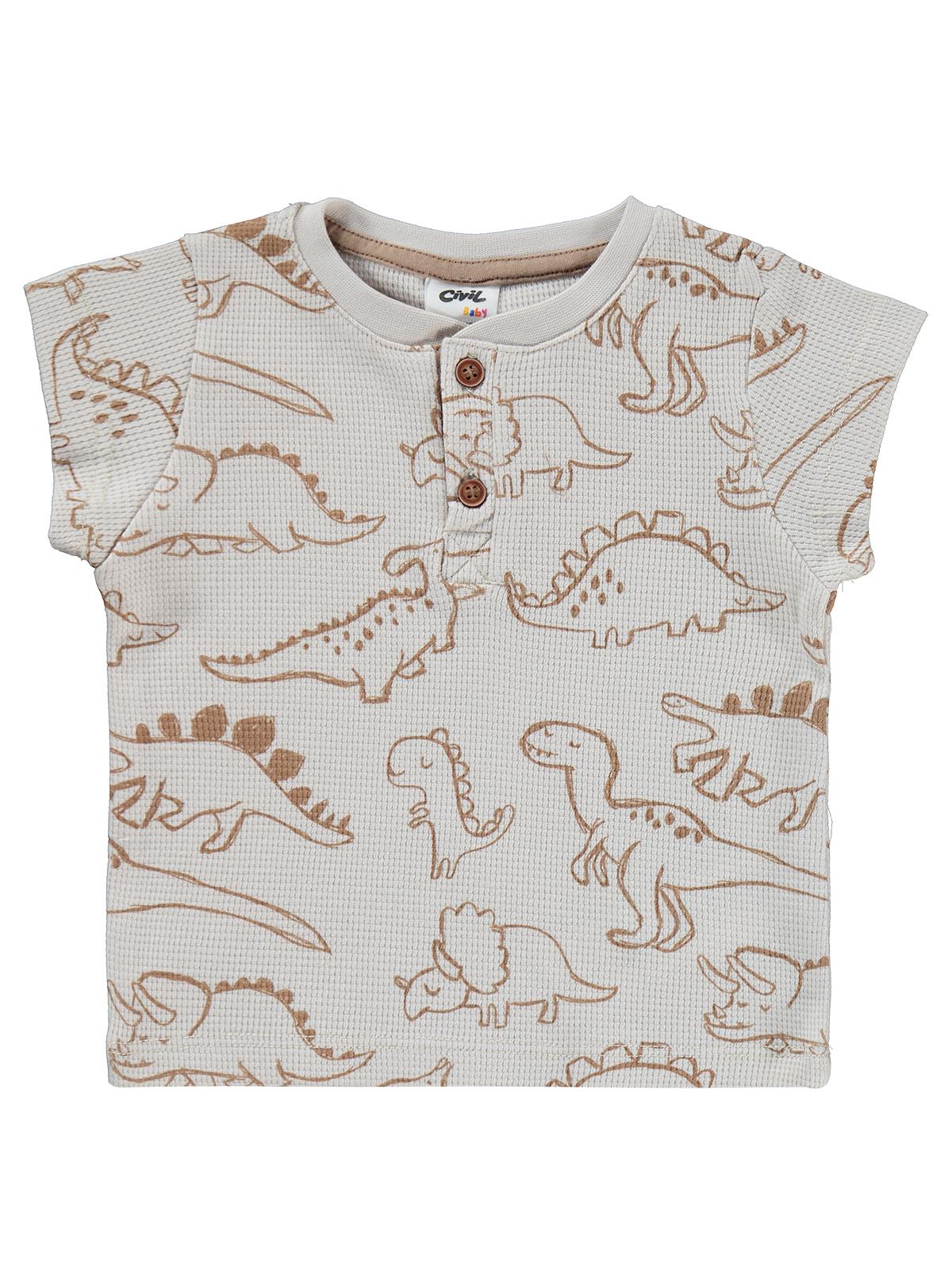 Civil Baby Kontür Dinozor Empirme 6-18 Ay Takım - Bej