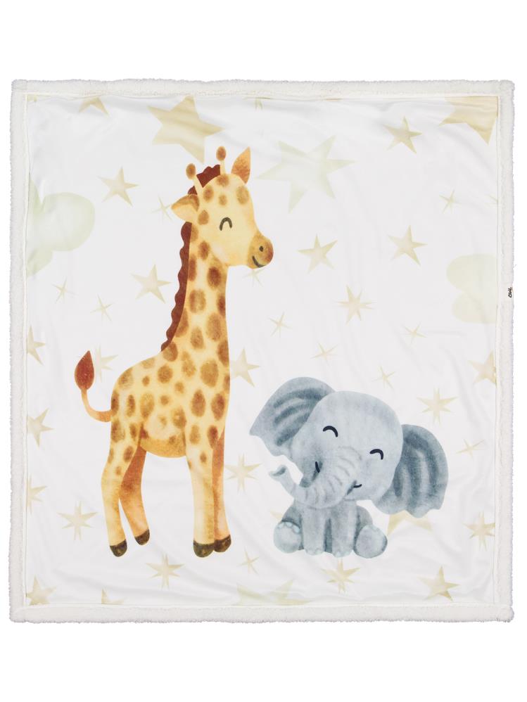 Civil Baby Fil Zürafa Baskılı Battaniye ve Kundak - Ekru