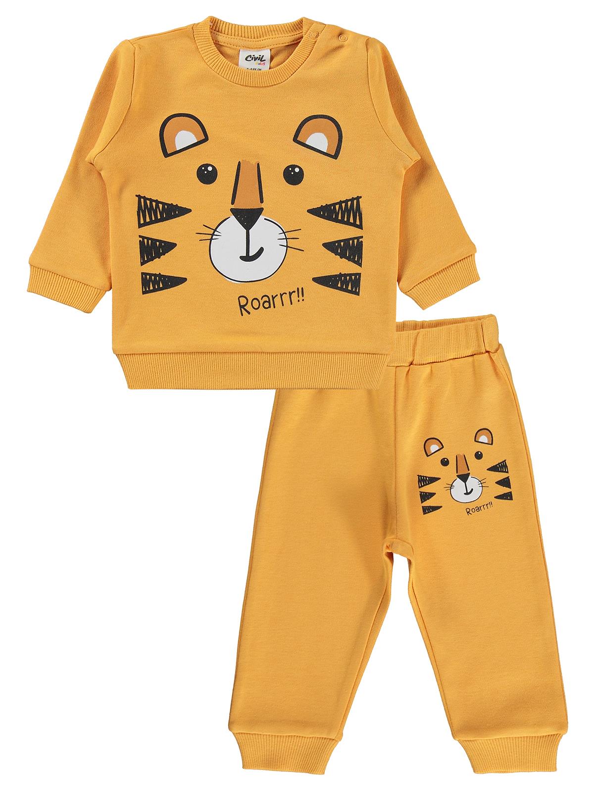 Civil Baby Erkek Bebek Kaplan Baskılı 6-18 Ay Takım - Hardal