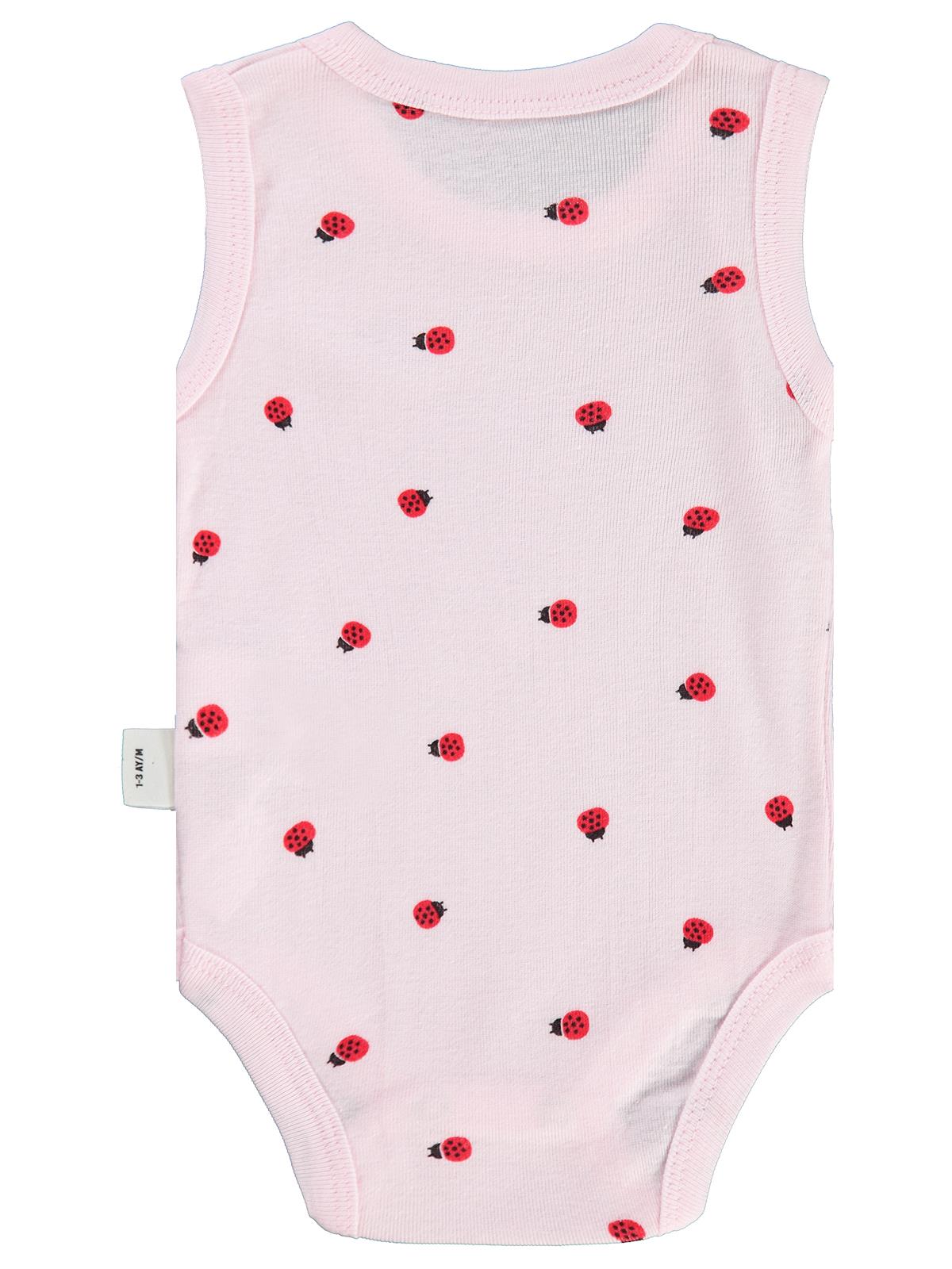 Civil Baby Uğur Böceği Empirme 0-48 Ay Çıtçıtlı Badi - Pembe