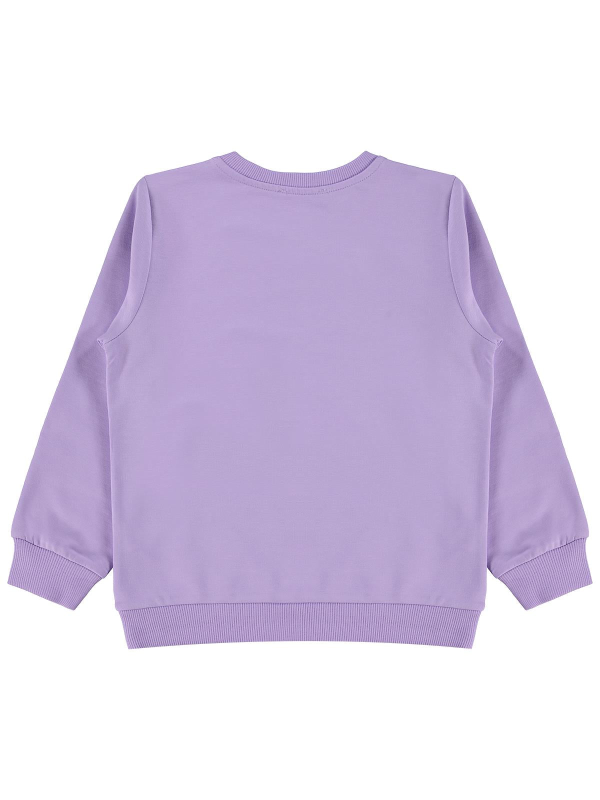 Civil Kız Çocuk Sweatshirt | 2 İp Uzun Kol Bisiklet Yaka Baskılı | Okul Kreş ve Günlük Kullanım - Lila