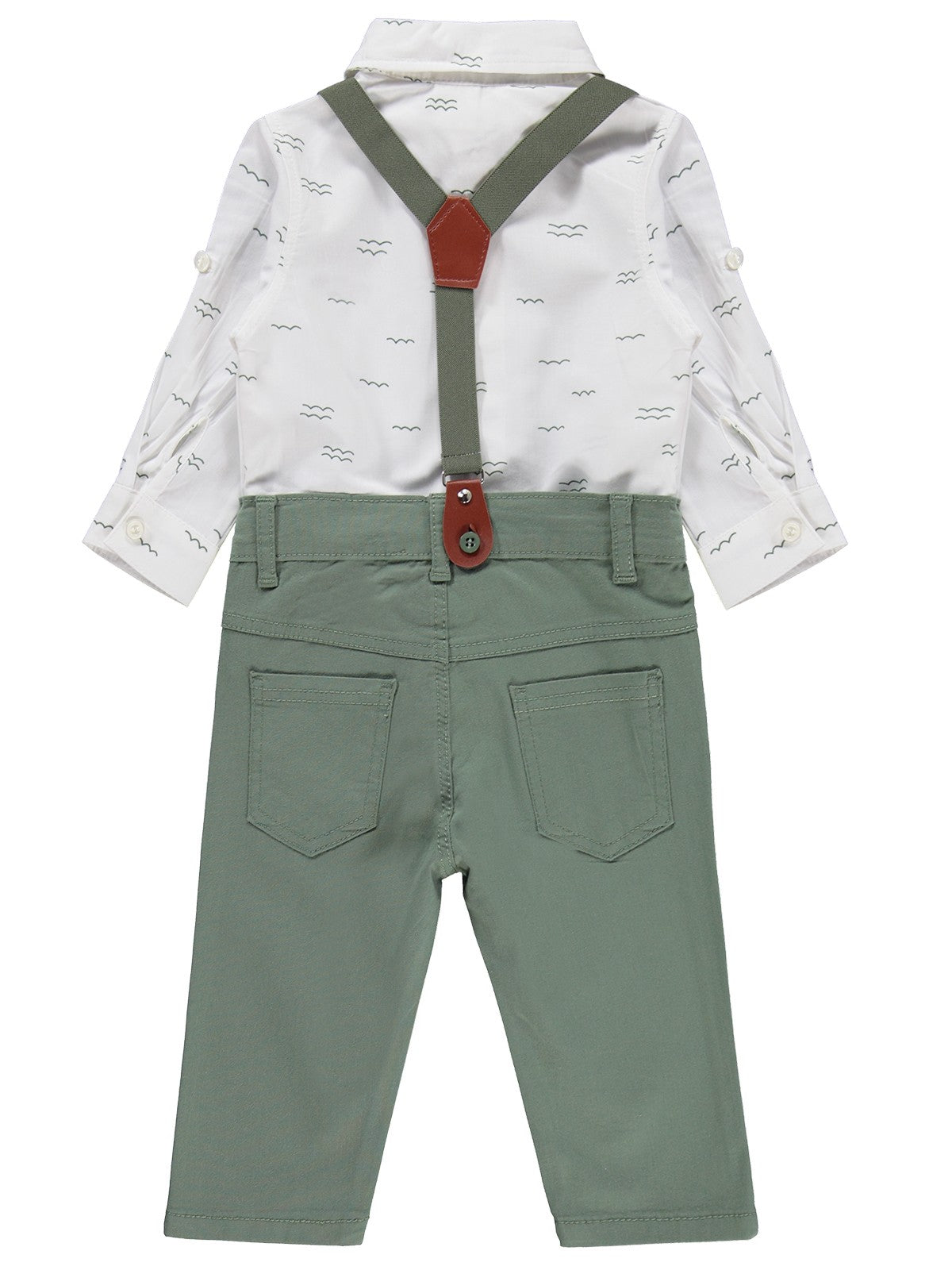 Civil Baby Papyonlu Askılı 6-18 Ay Takım - Haki