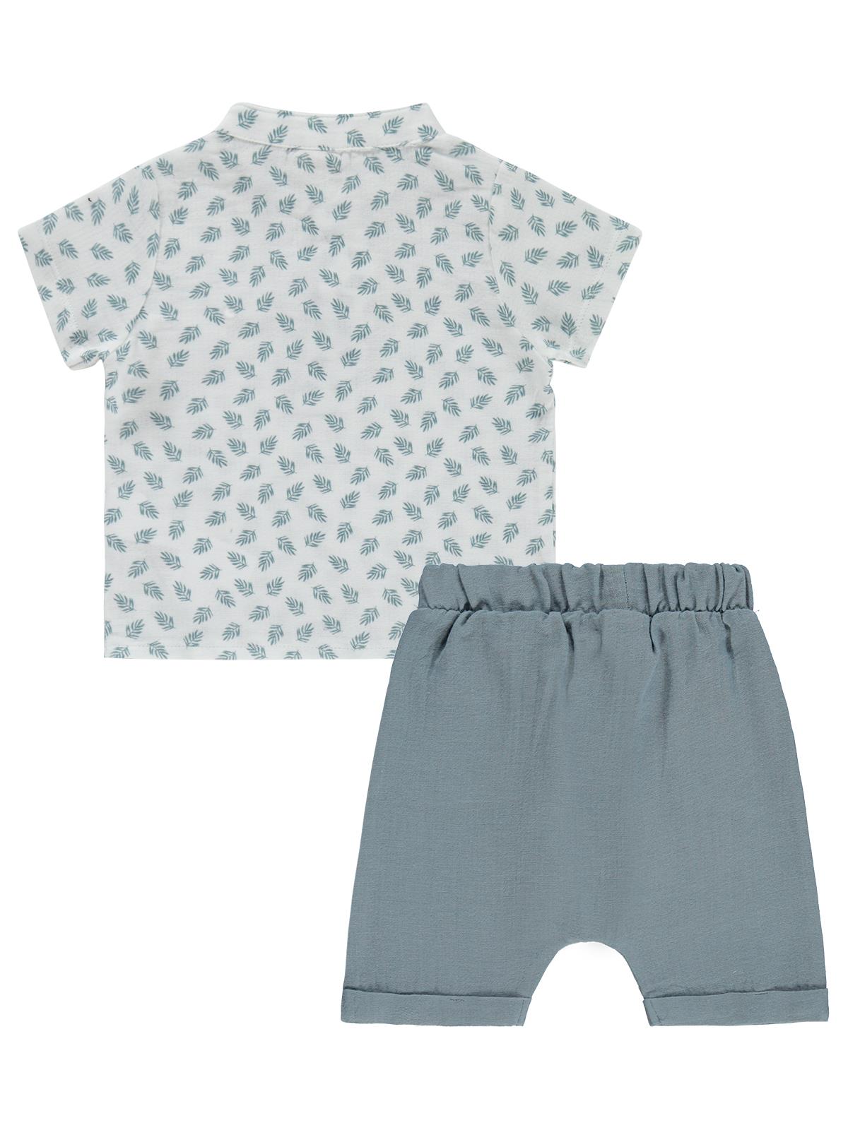 Civil Baby Müslin Yaprak Empirme 6-18 Ay Takım - Mavi
