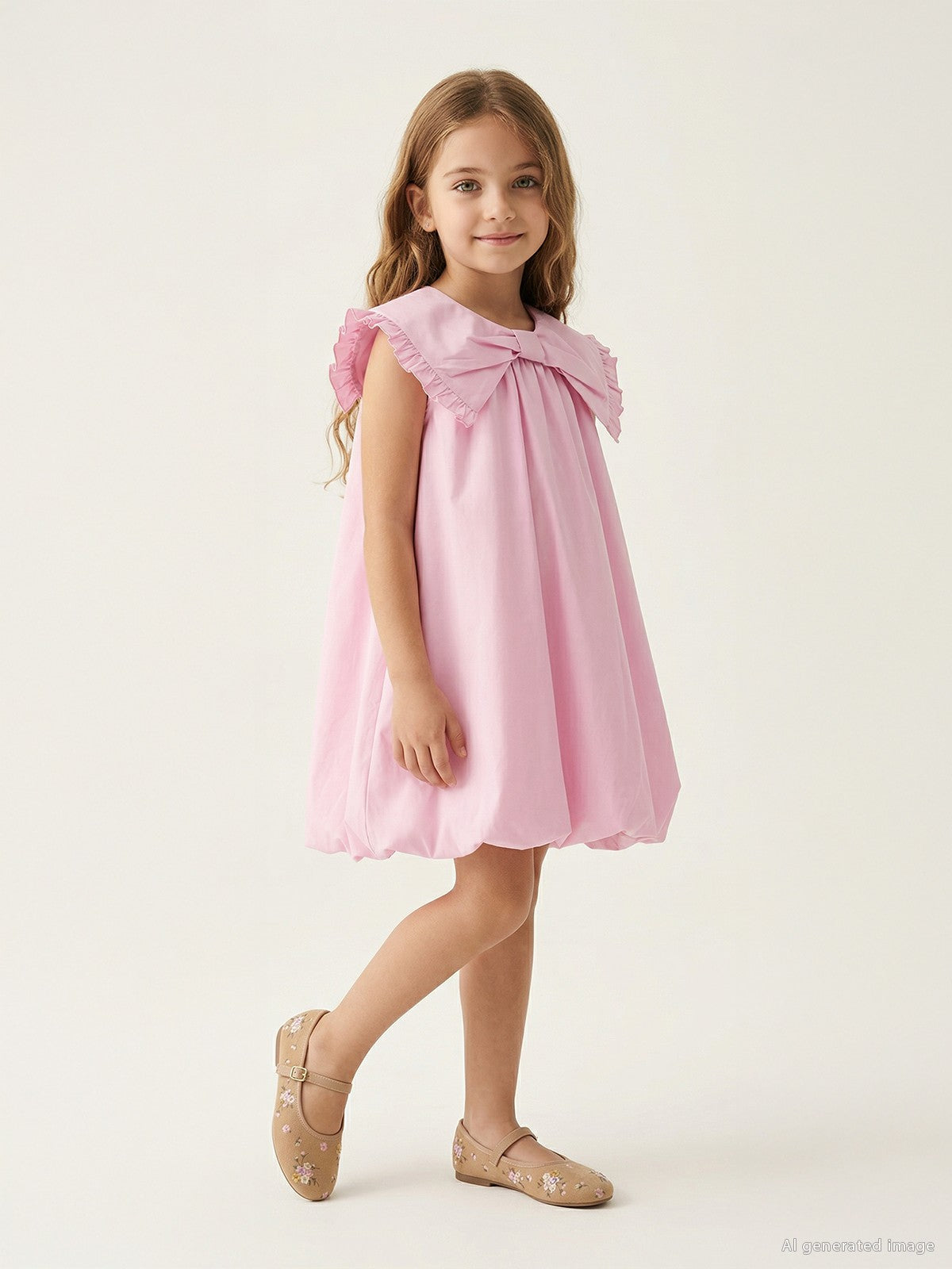 Civil Girls Balon 4-9 Yaş Elbise - Pembe