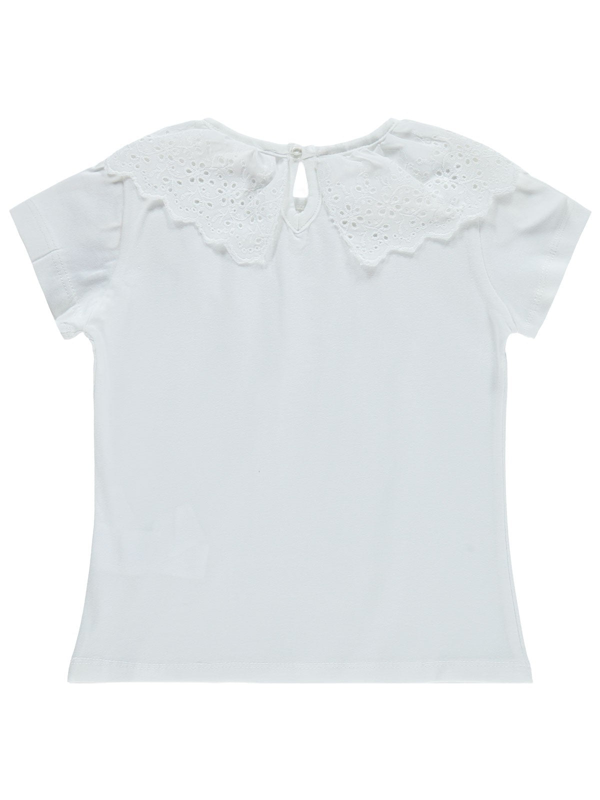 Civil Girls Yakası Fırfırlı 4-9 Yaş Tişört - Kırık Beyaz