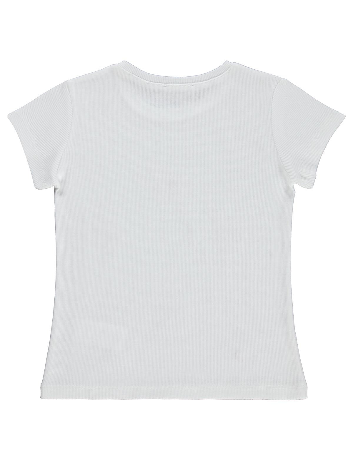 Civil Girls Çiçekli 4-9 Yaş Tişört - Beyaz