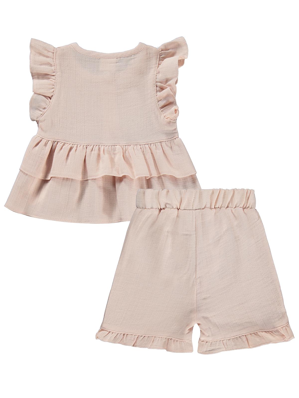 Civil Baby Düğmeli Düz 6-18 Ay Takım - Pudra