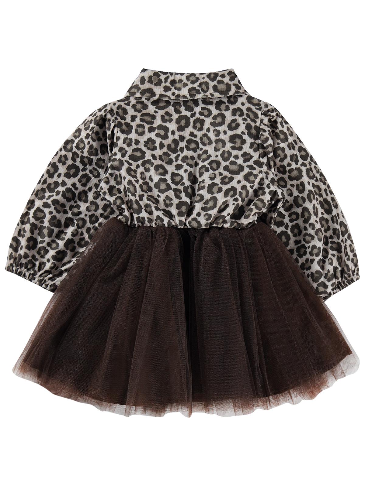 Civil Baby Leopar Baskılı 6-18 Ay Elbise - Kahverengi