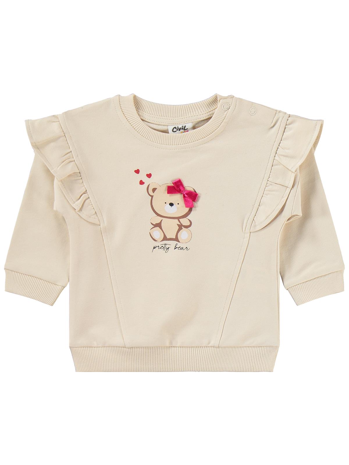 Civil Baby Fiyonklu Ayıcık Baskılı 6-18 Ay Takım - Bej