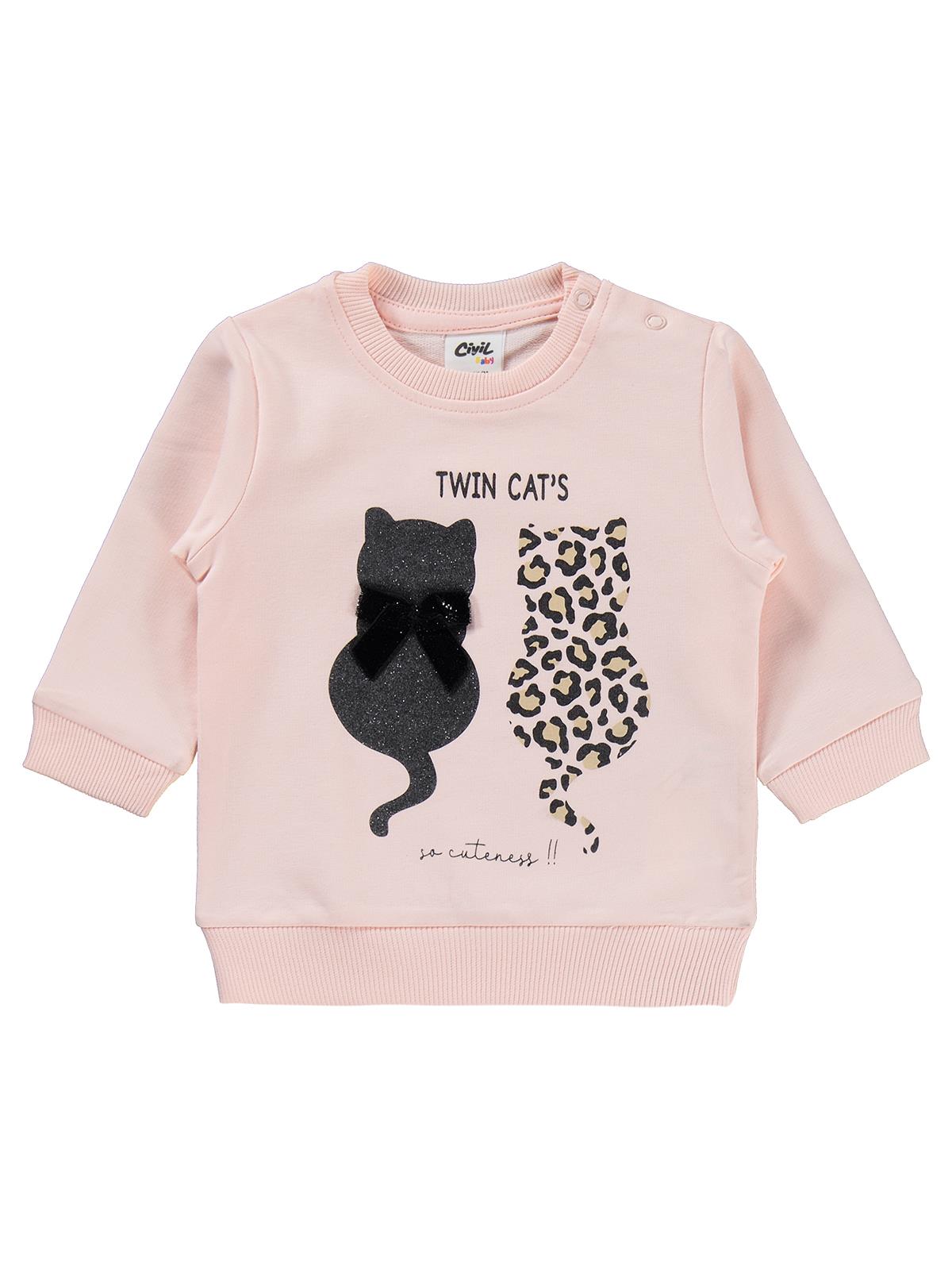 Civil Baby Leopar Kedi Baskılı 6-18 Ay Takım - Pembe