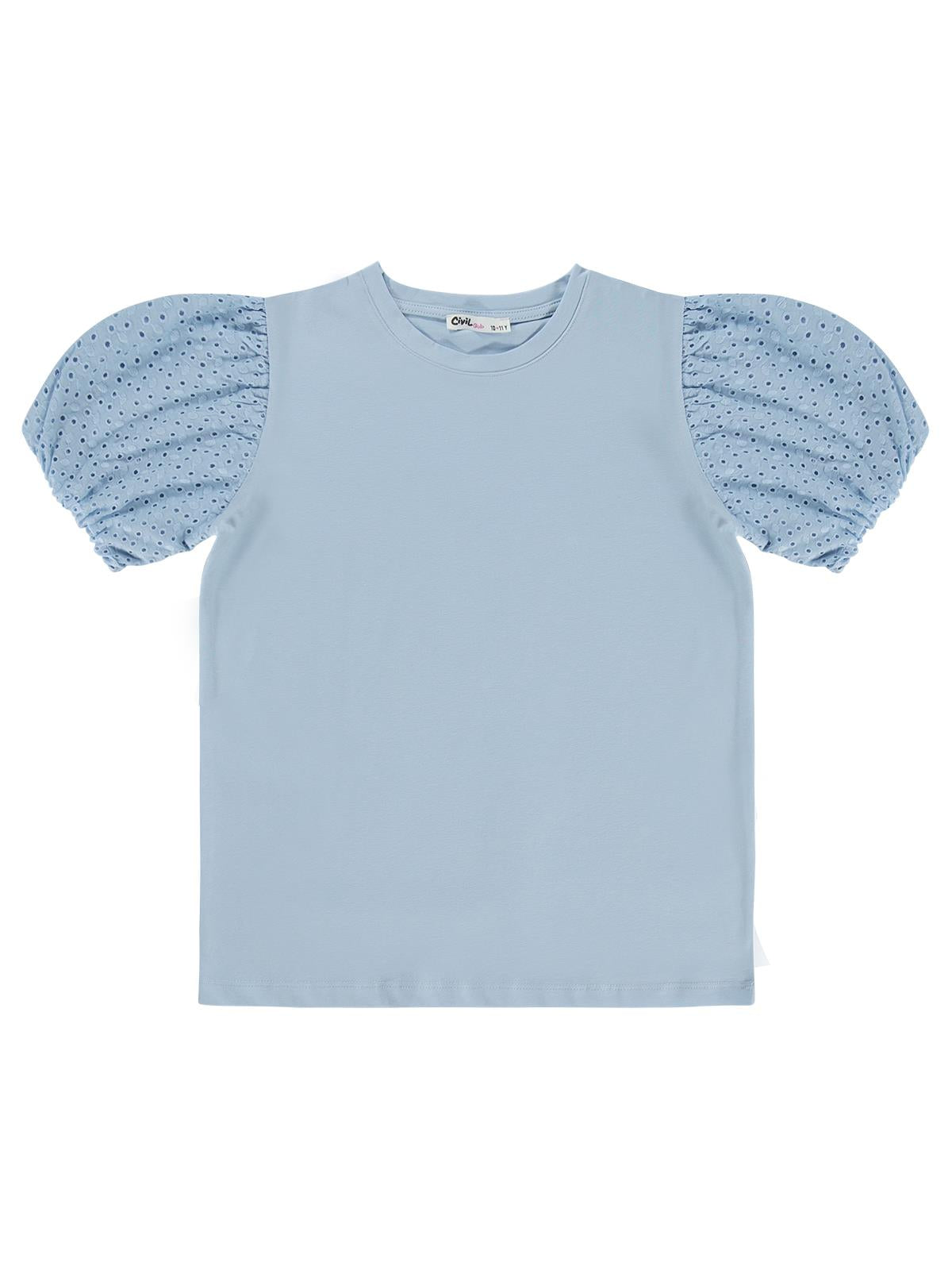 Civil Girls Dantel Balon Kol 10-13 Yaş Tişört - Mavi