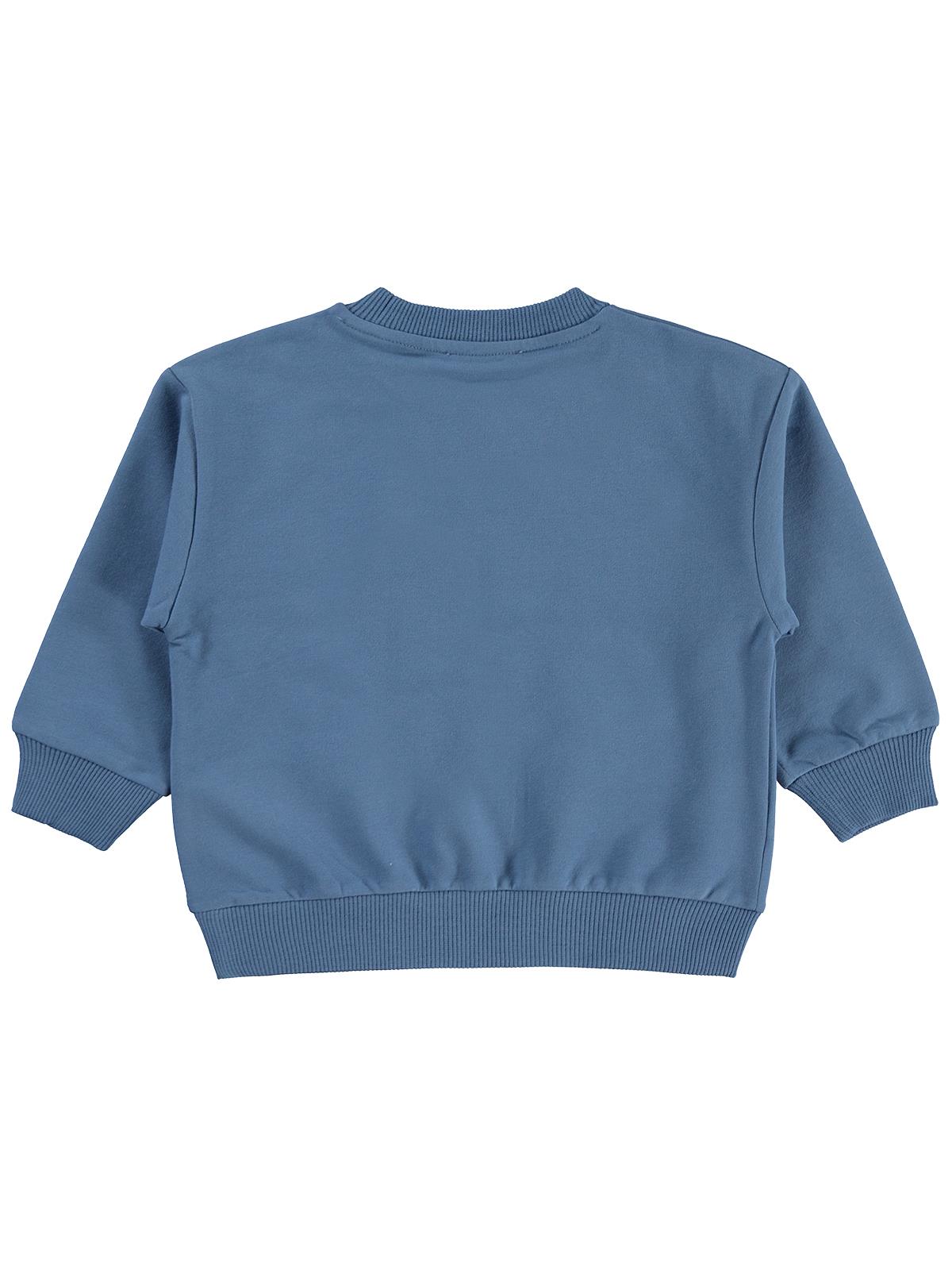 Civil Erkek Çocuk Armalı Sweatshirt | Fırçalı 2 İp Uzun Kol | Okul Kreş ve Günlük Kullanım - Mavi