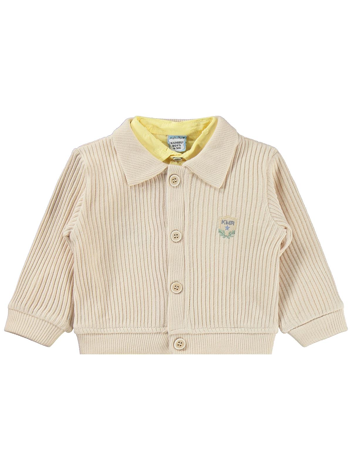 Kumru Hırka Nakışlı Gömlek Pantolon 6-18 Ay Takım - Sarı