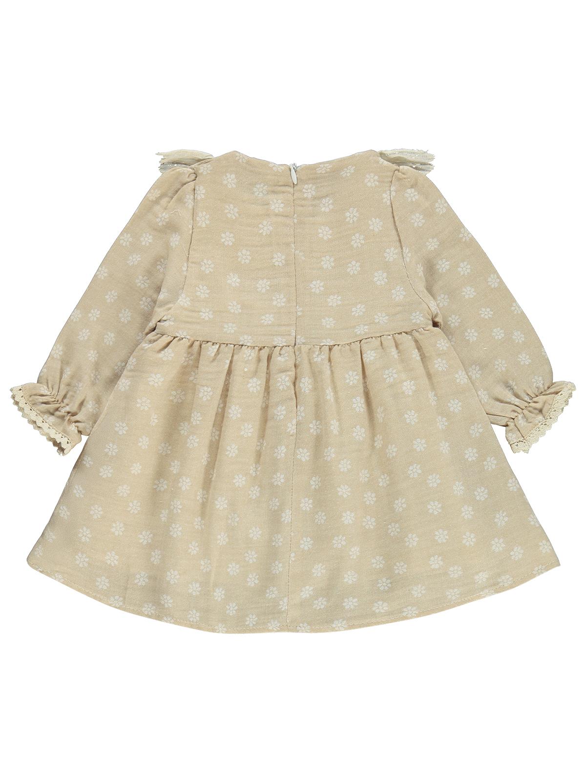 Kumru Roba Fistolu Bandanalı 6-18 Ay Elbise - Bej