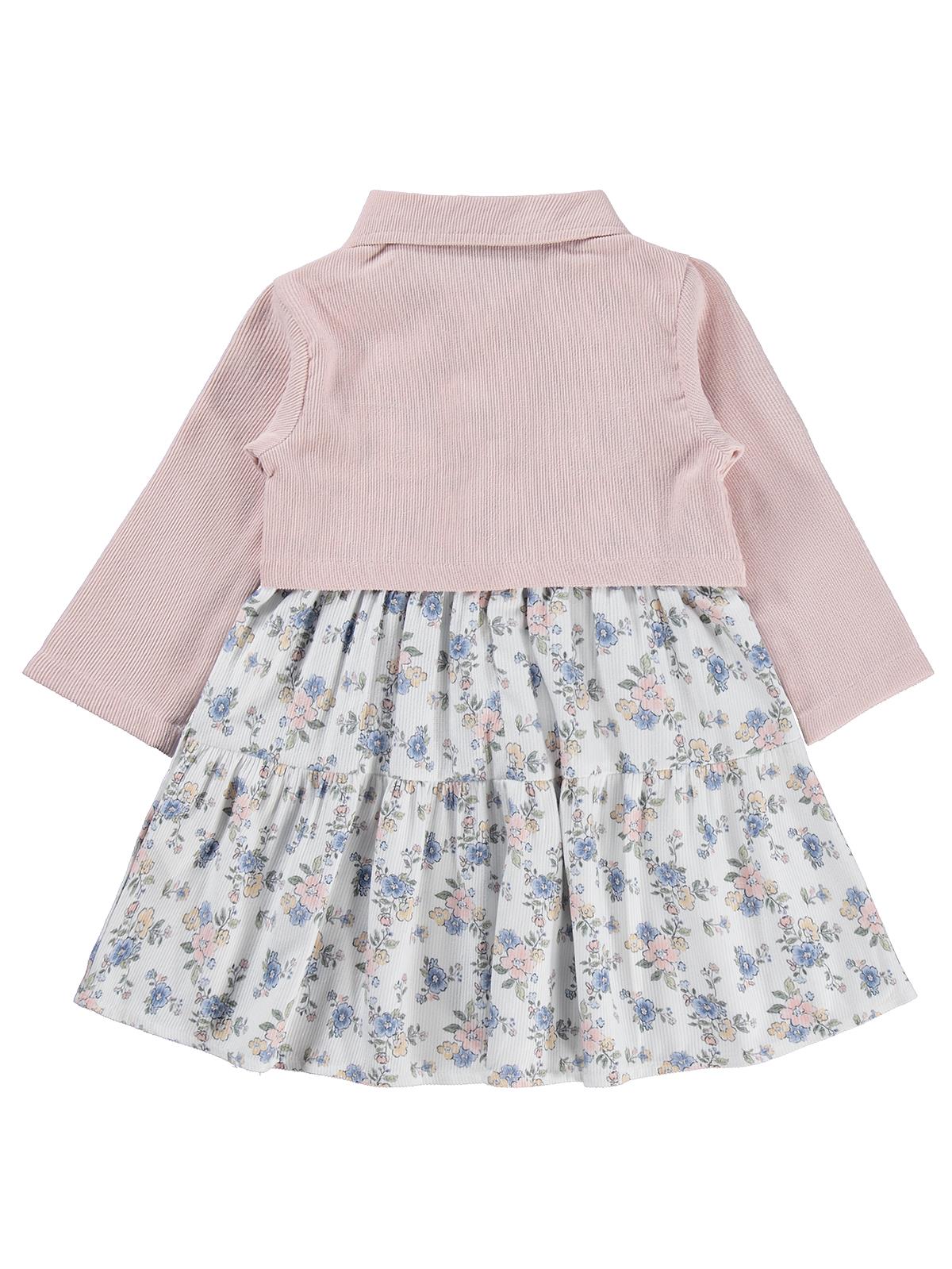 Civil Girls Ceketli Çiçekli 2 Li 2-5 Yaş Elbise - Pudra
