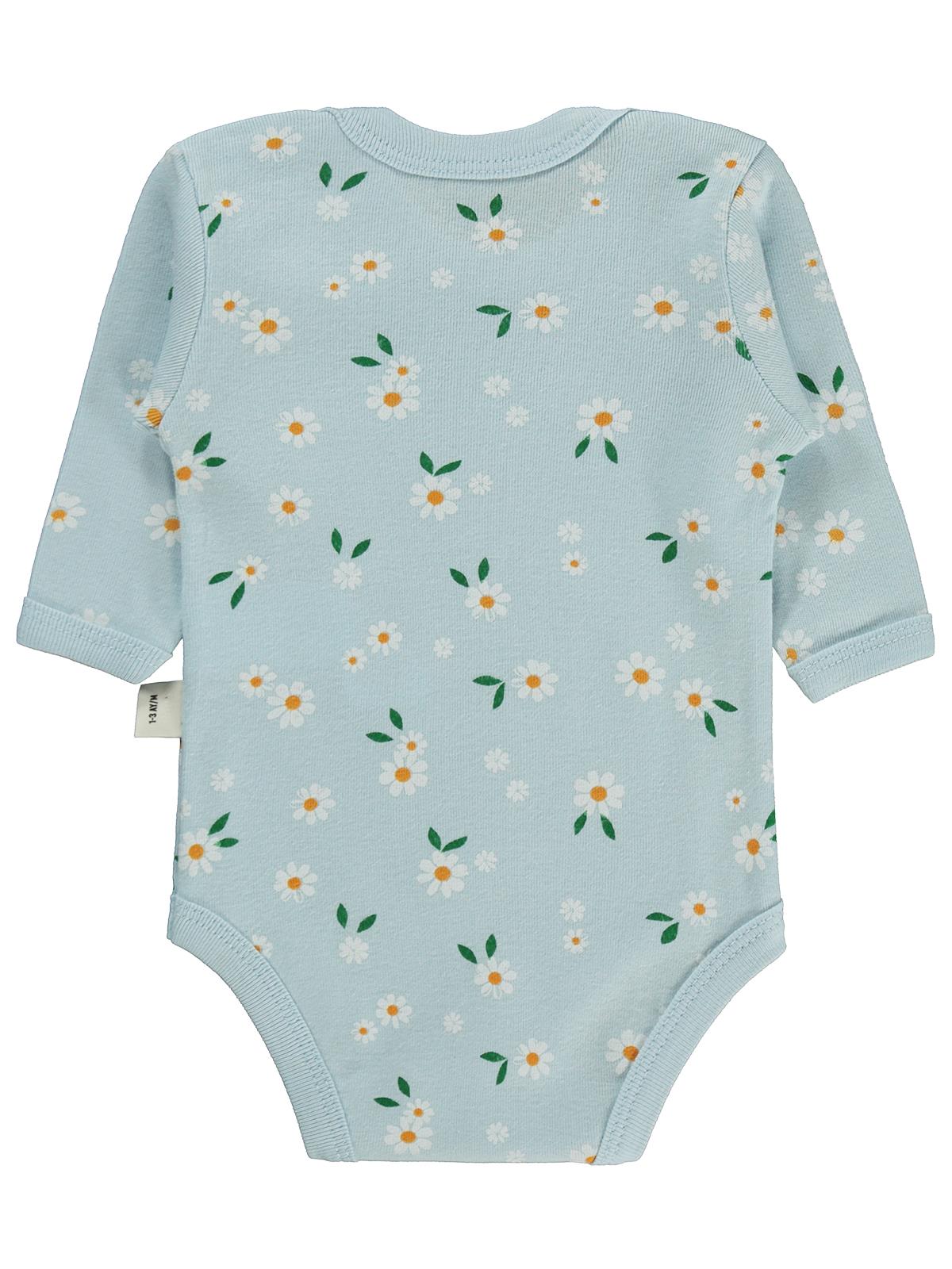 Civil Baby Çiçek Empirme 1-36 Ay Çıtçıtlı Badi - Mavi
