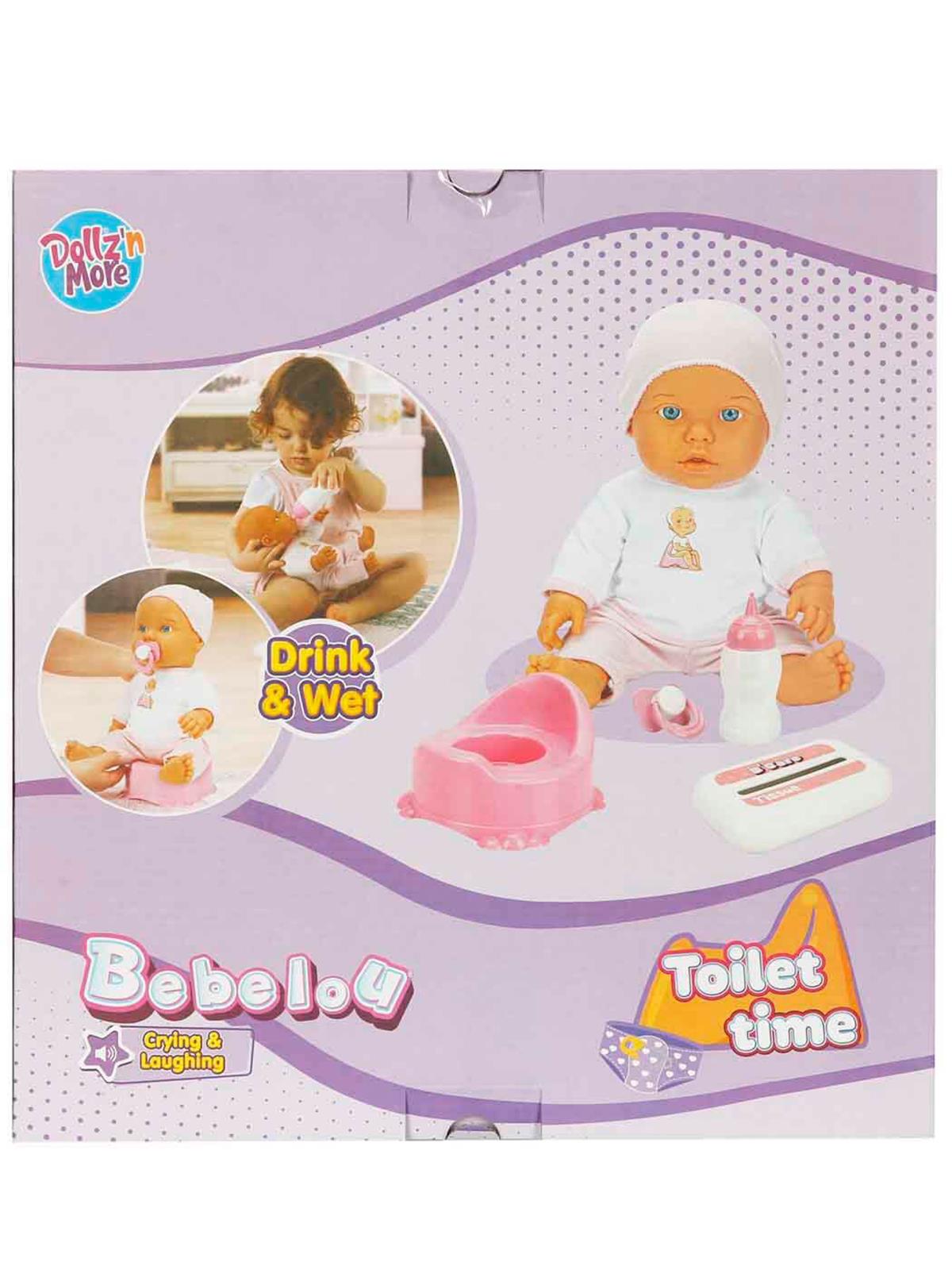 Bebelou Dollz n More Sesli Bebelou Toilet Time Bebek Seti 32 cm - Pembe