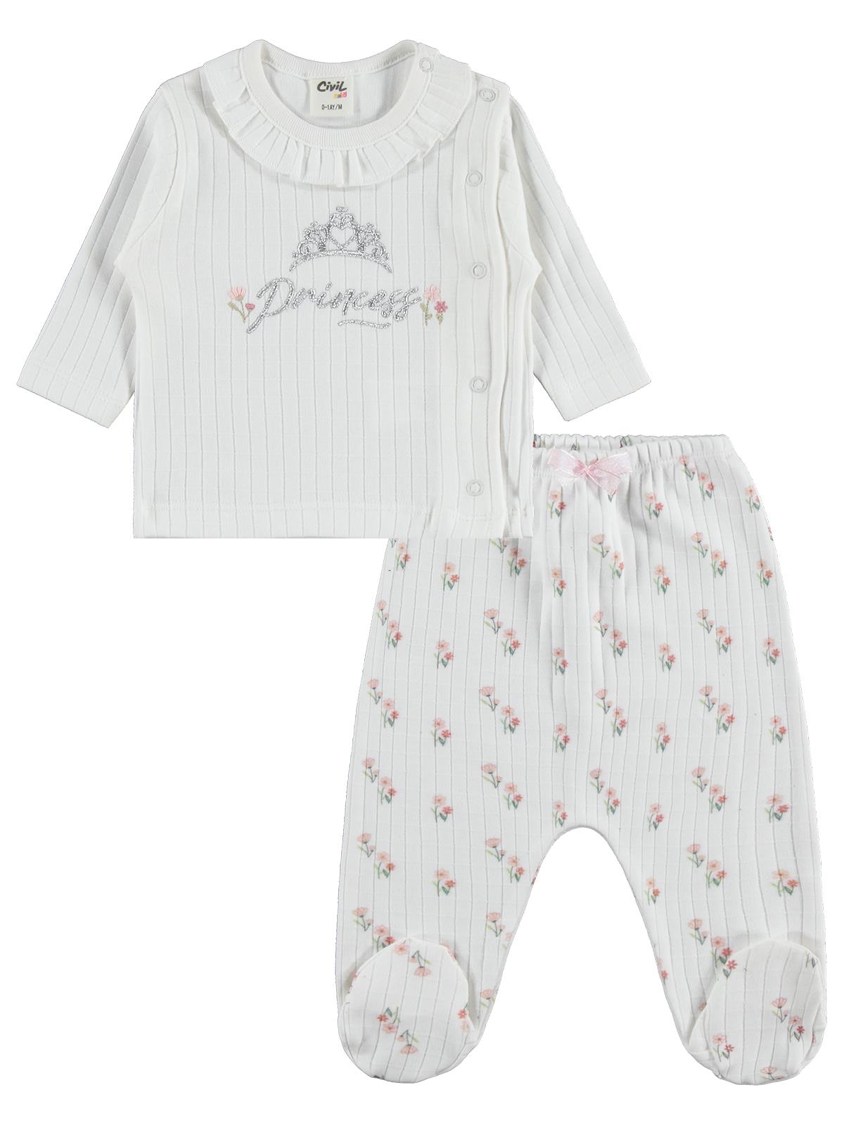 Civil Baby Princess Baskılı 10 lu Zıbın Setleri - Pudra