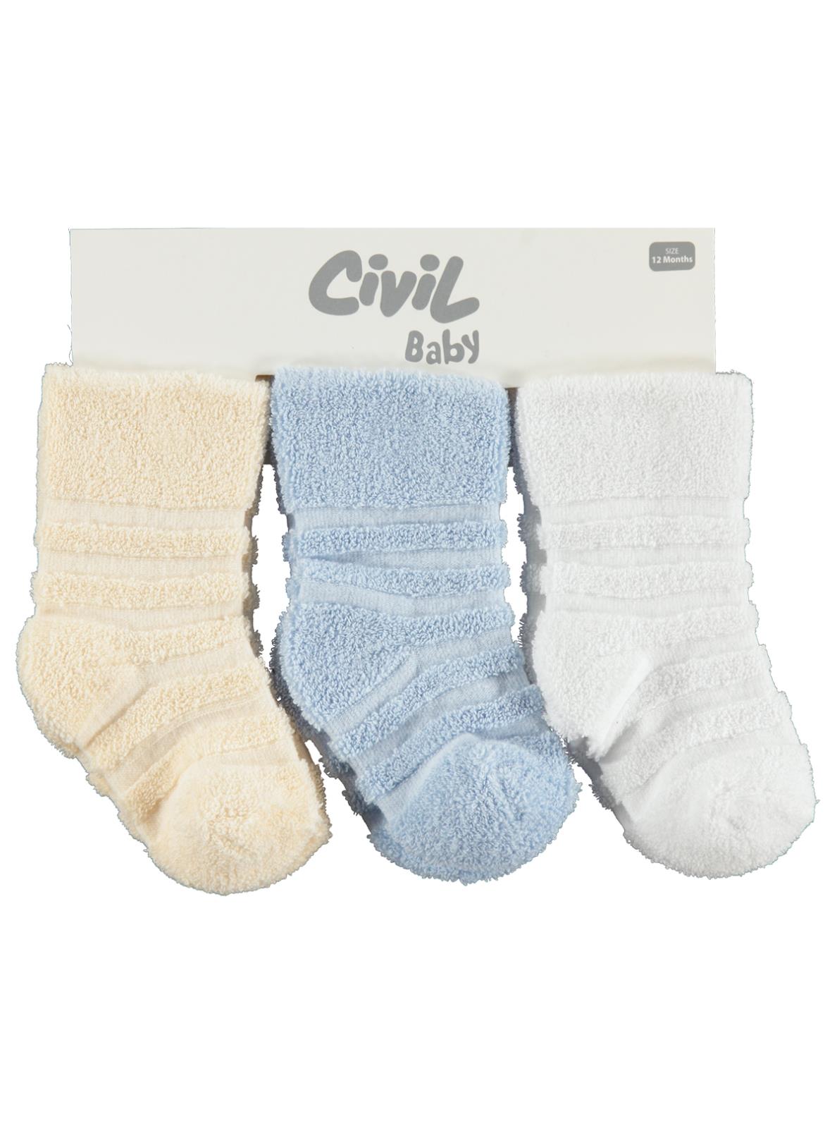 Civil Baby Çemberli Basic Havlu 6- 3'lü Bebek Erkek Çorap Set
