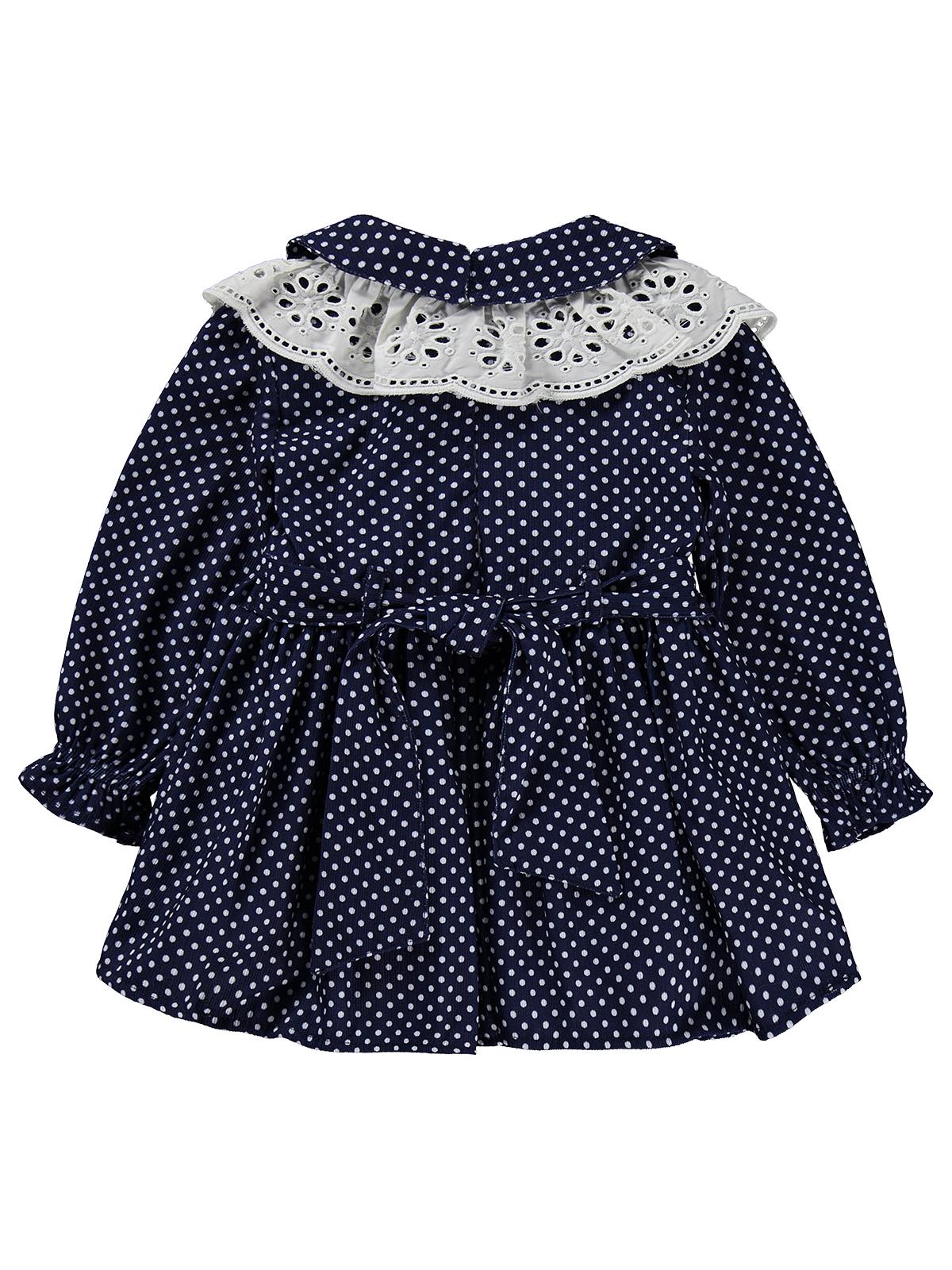 Obelia Dantel Yaka Fiyonklu 2-5 Yaş Elbise - Lacivert